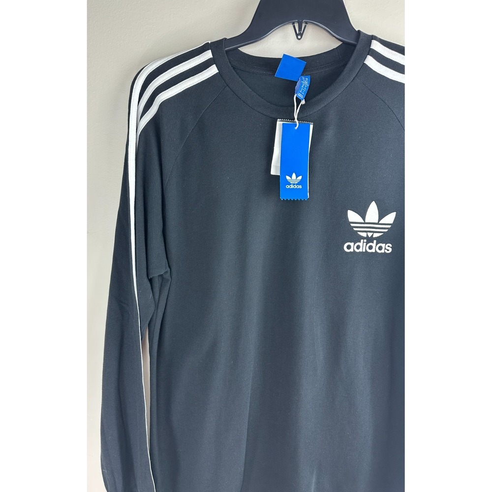 NEW Adidas Originals 3-Stripe Pique Long Sleeve T-Shirt Black BR2042 Men's XL - Picture 3 of 11